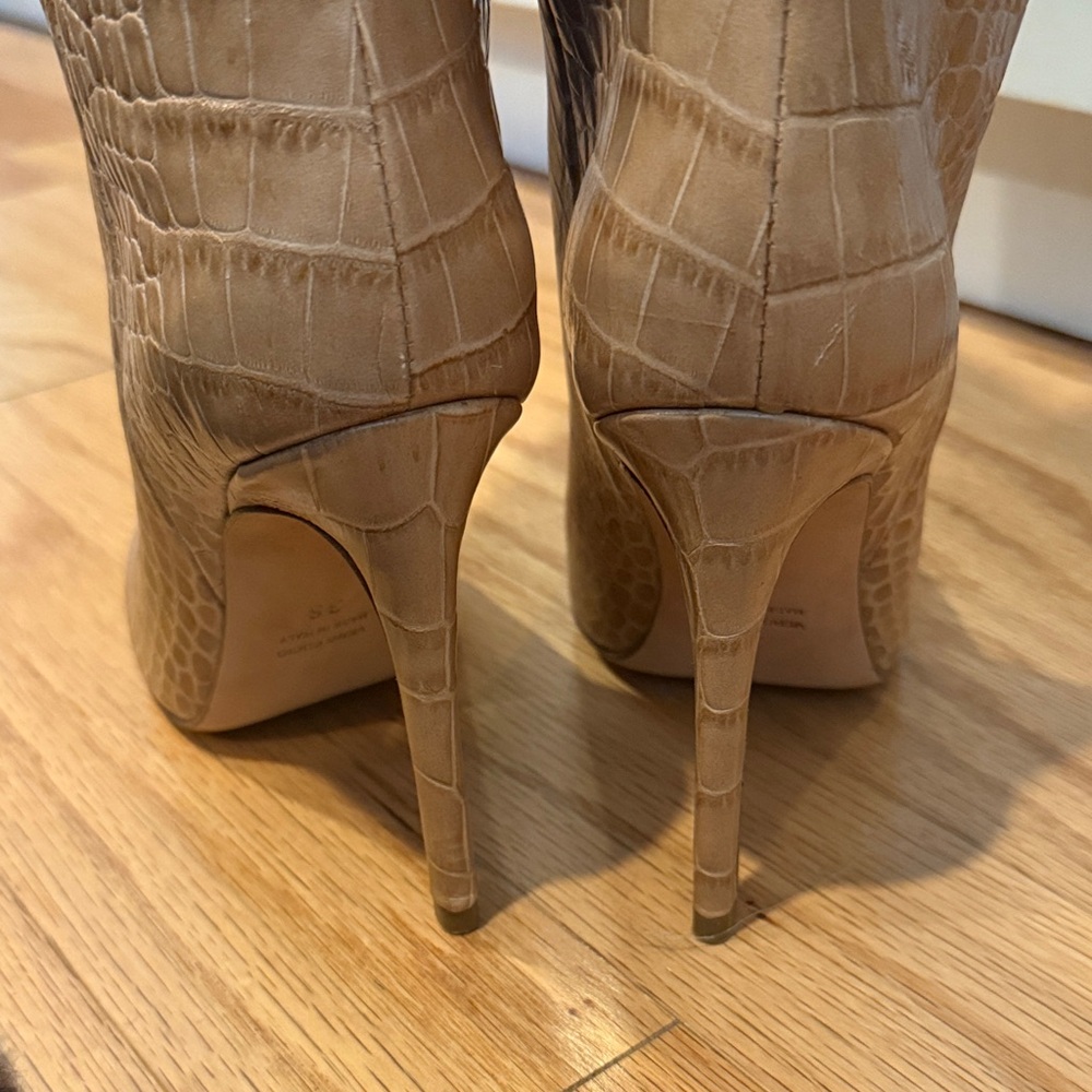 Paris Texas Croc-Embossed Tan Over the Knee Boots - Picture 4 of 4